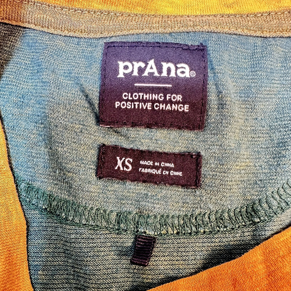 Prana Top Women's sz XS Cozy Up Ringer Tee Striped Colorblock Hemp Blend - Picture 3 of 7